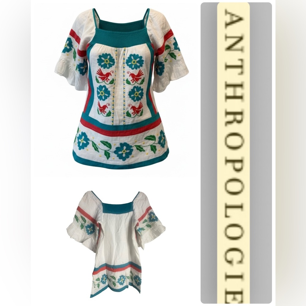 Seen Worn Kept Anthropologie Embroidered Tunic Blouse 2
